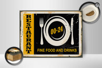 Holzschild Retro 40x30cm Restaurant Essen Fine Food Drinks