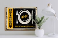 Holzschild Retro 40x30cm Restaurant Essen Fine Food Drinks