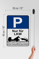 Holzschild Hinweis 30x40cm Parkschild Nur für LKW