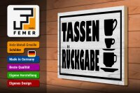 Holzschild Hinweis 40x30cm Tassen Rückgabe