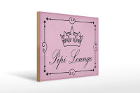 Holzschild Hinweis 40x30cm Pipi Lounge Toilette Krone rosa