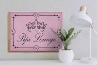 Holzschild Hinweis 40x30cm Pipi Lounge Toilette Krone rosa