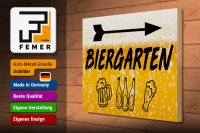 Holzschild 30x40cm Biergarten rechts Bier Schild