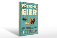 Holzschild Spruch 30x40cm frische Eier glückliche...