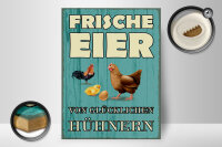 Holzschild Spruch 30x40cm frische Eier glückliche Hühner