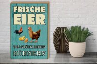 Holzschild Spruch 30x40cm frische Eier glückliche Hühner