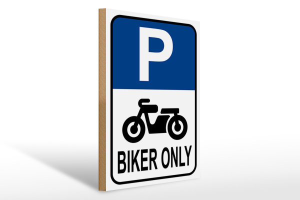Holzschild Parken 30x40cm Biker only Motorrad