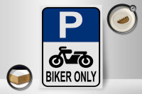 Holzschild Parken 30x40cm Biker only Motorrad
