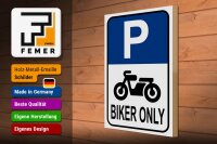Holzschild Parken 30x40cm Biker only Motorrad
