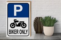 Holzschild Parken 30x40cm Biker only Motorrad