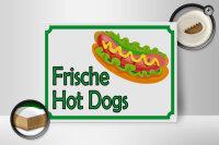 Holzschild Hinweis 40x30cm frische Hot Dogs Restaurant