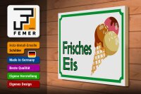 Holzschild Hinweis 40x30cm frisches Eis Verkauf
