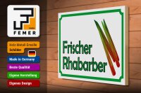 Holzschild Hinweis 40x30cm frische Rhabarber Hofladen
