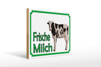 Holzschild Hinweis 40x30cm frische Milch Verkauf Kuh