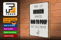Holzschild Spruch 30x40cm here i sit broken hearted came