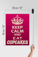 Holzschild Spruch 30x40cm Keep Calm and eat Cupcakes