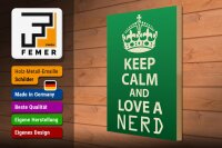 Holzschild Spruch 30x40cm Keep Calm and love a nerd