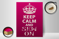 Holzschild Spruch 30x40cm Keep Calm and sew on