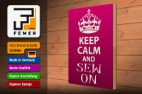 Holzschild Spruch 30x40cm Keep Calm and sew on