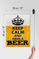 Holzschild Spruch 30x40cm Keep Calm and have a Beer Bier