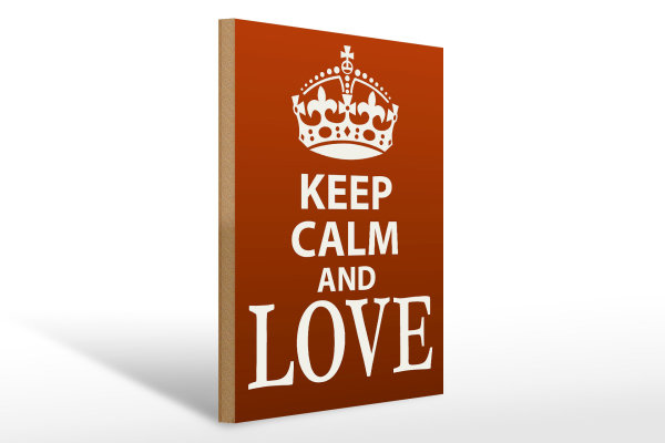 Holzschild Spruch 30x40cm Keep Calm and Love