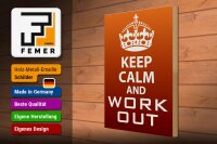 Holzschild Spruch 30x40cm Keep Calm and work out