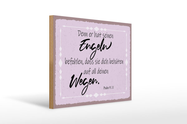 Holzschild Spruch 40x30cm er hat seinen Engeln befohlen