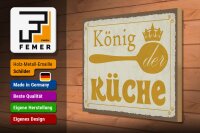 Holzschild Spruch 40x30cm König der Küche Krone