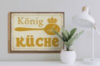 Holzschild Spruch 40x30cm König der Küche Krone