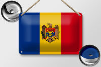 Blechschild Flagge Moldau 18x12cm Flag of Moldova Dekoration