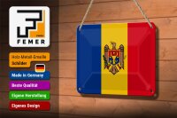 Blechschild Flagge Moldau 18x12cm Flag of Moldova Dekoration