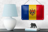 Blechschild Flagge Moldau 18x12cm Flag of Moldova Dekoration