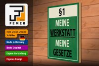 Holzschild Spruch 30x40cm §1 meine Werkstatt meine Gesetze