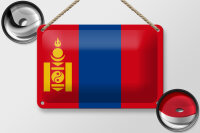 Blechschild Flagge Mongolei 18x12cm Flag of Mongolia Dekoration