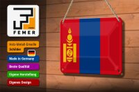 Blechschild Flagge Mongolei 18x12cm Flag of Mongolia Dekoration