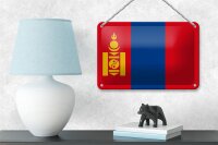 Blechschild Flagge Mongolei 18x12cm Flag of Mongolia Dekoration