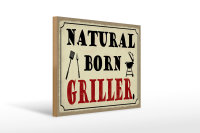 Holzschild Spruch 40x30cm natural born Griller Grillen