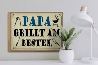 Holzschild Spruch 40x30cm Papa grillt am besten