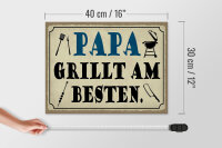Holzschild Spruch 40x30cm Papa grillt am besten
