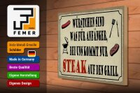 Holzschild Spruch 40x30cm bei uns kommt Steak auf Grill