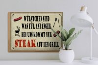Holzschild Spruch 40x30cm bei uns kommt Steak auf Grill
