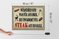 Holzschild Spruch 40x30cm bei uns kommt Steak auf Grill