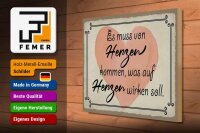 Holzschild Spruch 40x30cm es muss von Herzen kommen Herz