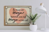 Holzschild Spruch 40x30cm es muss von Herzen kommen Herz