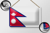 Blechschild Flagge Nepals 18x12cm Flag of Nepal Dekoration