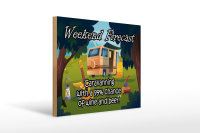 Holzschild Spruch 40x30cm Weekend Caravanning Wine Beer