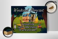 Holzschild Spruch 40x30cm Weekend Caravanning Wine Beer