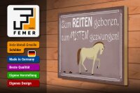 Holzschild Spruch 40x30cm zum Reiten geboren Pferd