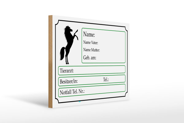 Holzschild Spruch 40x30cm Pferde Name Vater Mutter geb. am