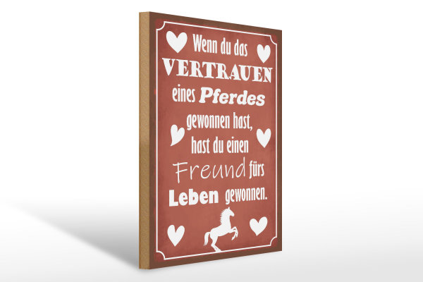 Holzschild Spruch 30x40cm Vertrauen eines Pferdes Freund